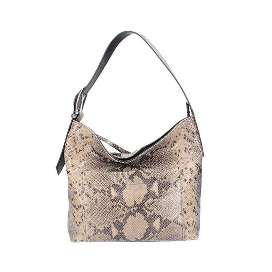 Sale Beuteltasche in Beige|Pythonoptik aus Leder - leder-accessoires.com