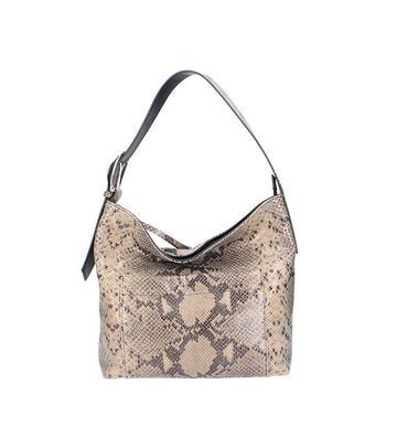 Sale Beuteltasche in Beige|Pythonoptik aus Leder - leder-accessoires.com