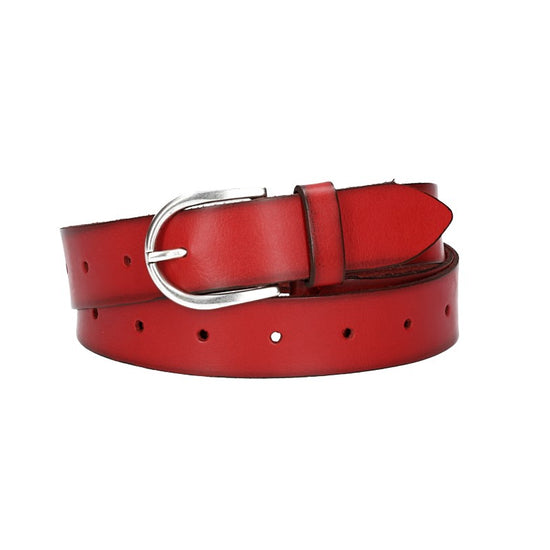 Ledergürtel Überlänge Rot 35mm mit Schließe in Silber - leder-accessoires.com