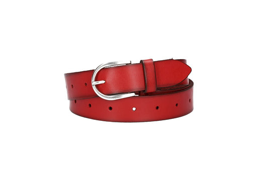 Ledergürtel Überlänge Rot 35mm mit Schließe in Silber - leder-accessoires.com