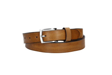 Ledergürtel 30mm in Ocker | Senfgelb mit Schließe in Silber - leder-accessoires.com