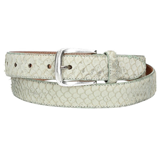 Schlangenledergürtel 30mm Mint und Dornschließe in Silber - leder-accessoires.com