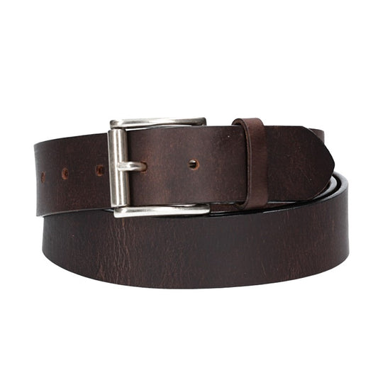 Ledergürtel Überlänge Braun 40mm mit glänzender Rollschließe - leder-accessoires.com