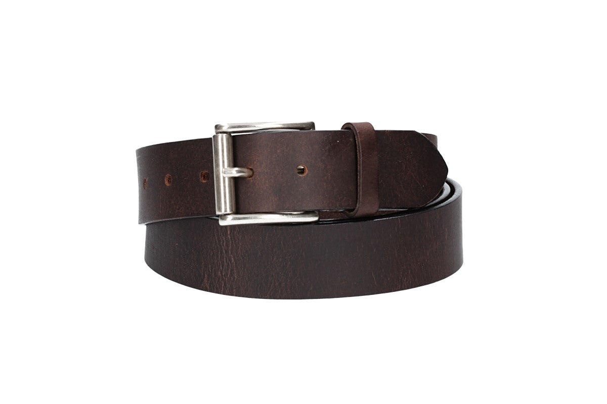 Ledergürtel Überlänge Braun 40mm mit glänzender Rollschließe