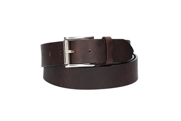 Ledergürtel Überlänge Braun 40mm mit glänzender Rollschließe