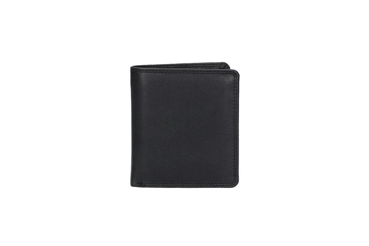 Geldbörse Hochformat klein in Schwarz aus Leder