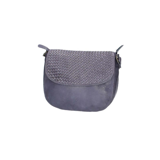 Umhängetasche mit Überschlag in Blau und Flechtmuster - leder-accessoires.com
