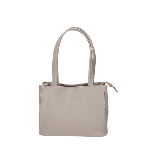 Schultertasche in Beige|Taupe aus Leder
