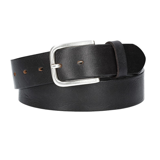 Ledergürtel Schwarz  40mm mit Dornschließe in Silber - leder-accessoires.com