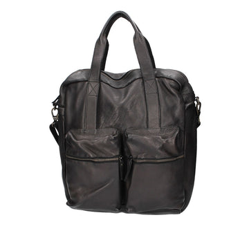 Ledertasche in Schwarz mit Reißverschluss und zwei Vortaschen - leder-accessoires.com