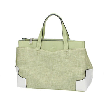 Shopper in Hellgrün|Weiss mit Canvas