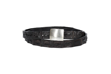 Krokoledergürtel 20mm Schwarz mit Koppelschließe in Silber