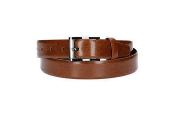 Herren-|Anzugsgürtel 30mm in Cognac mit Dornschließe im Bicoloreffekt