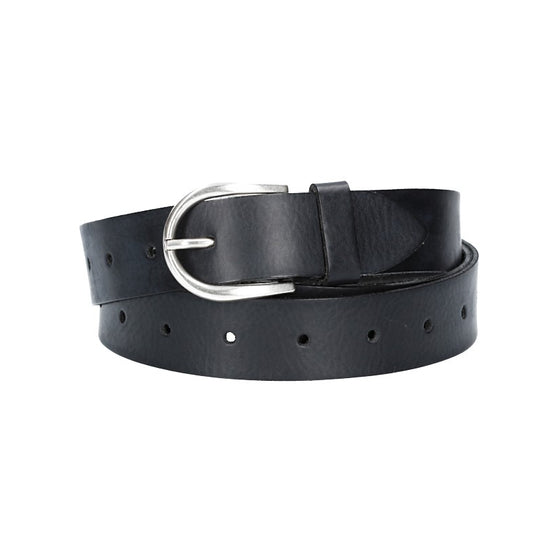 Ledergürtel Überlänge Schwarz 35mm mit Schließe in Silber - leder-accessoires.com