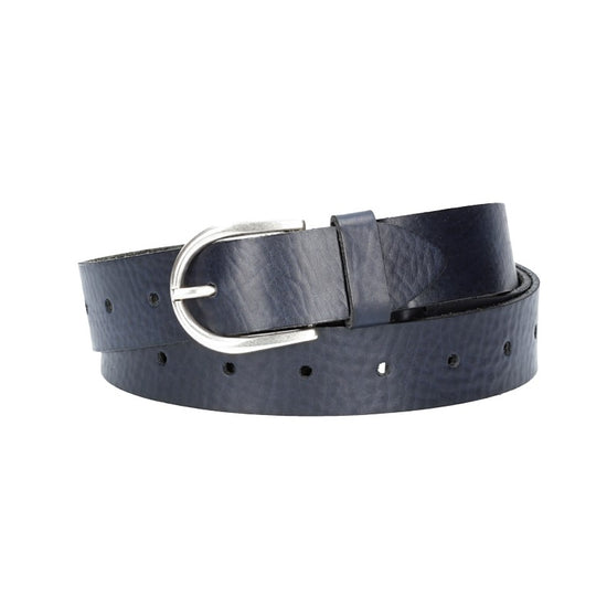 Ledergürtel Überlänge Blau|Marine 35mm mit Schließe in Silber - leder-accessoires.com