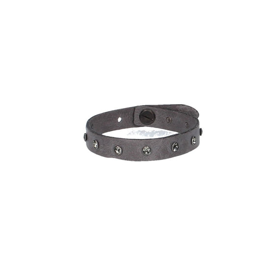 Armband mit Swarovski in Grau|Taupe aus Leder - leder-accessoires.com