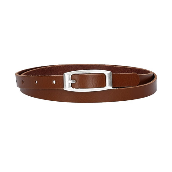 Damen-|Taillengürtel 15mm in Cognac mit Vollschließe in Silber - leder-accessoires.com