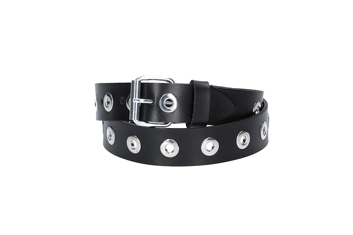 Ledergürtel Kids 25mm in Schwarz mit Ösen und Schließe in Silber