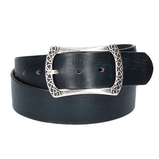 Ledergürtel Blau|Marine 40mm mit Vollschließe in Silber - leder-accessoires.com