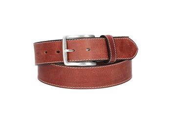 Ledergürtel Rot 40mm abgenäht mit Dornschließe in Silber - leder-accessoires.com