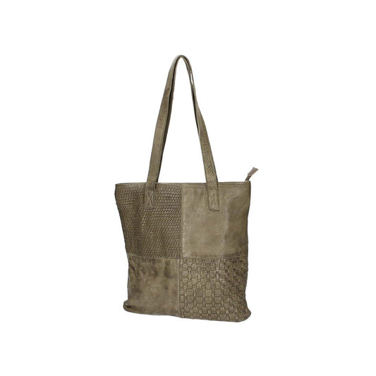 Ledershopper in Grün|Oliv mit verschiedenen Mustern aus Leder - leder-accessoires.com