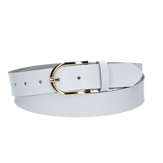 Ledergürtel 30mm in Weiss mit Dornschließe in Light Gold - leder-accessoires.com