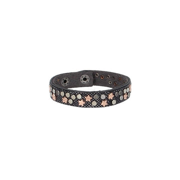 Armband Blau|Metallic mit Nieten aus Leder