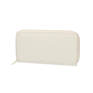 Damenbörse mit Reißverschluss in Beige aus Leder