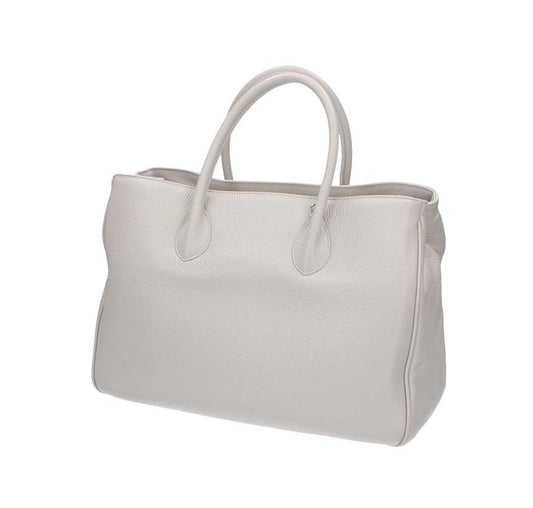 Kurzgrifftasche in Perla|Beige aus Leder