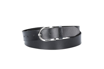 Ledergürtel 30mm in Schwarz mit Dornschließe in Silber