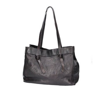 Schultertasche in Schwarz aus Leder