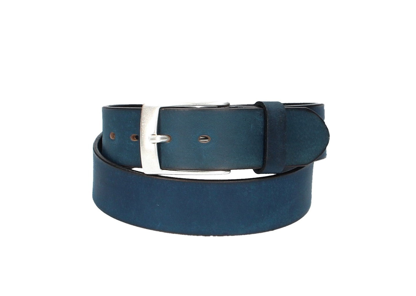 Ledergürtel Blau|Marine 40mm mit Dornschließe in Silber