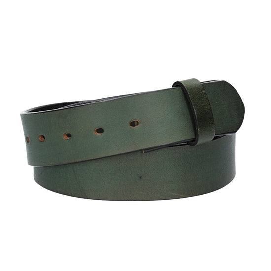 Lederriemen | Gürtelrohling Glanz 40mm in Blau|Marine mit Schlaufe und Kapplochteil - leder-accessoires.com