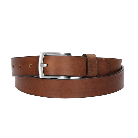 Ledergürtel 30mm in Cognac mit Schließe in Silber - leder-accessoires.com
