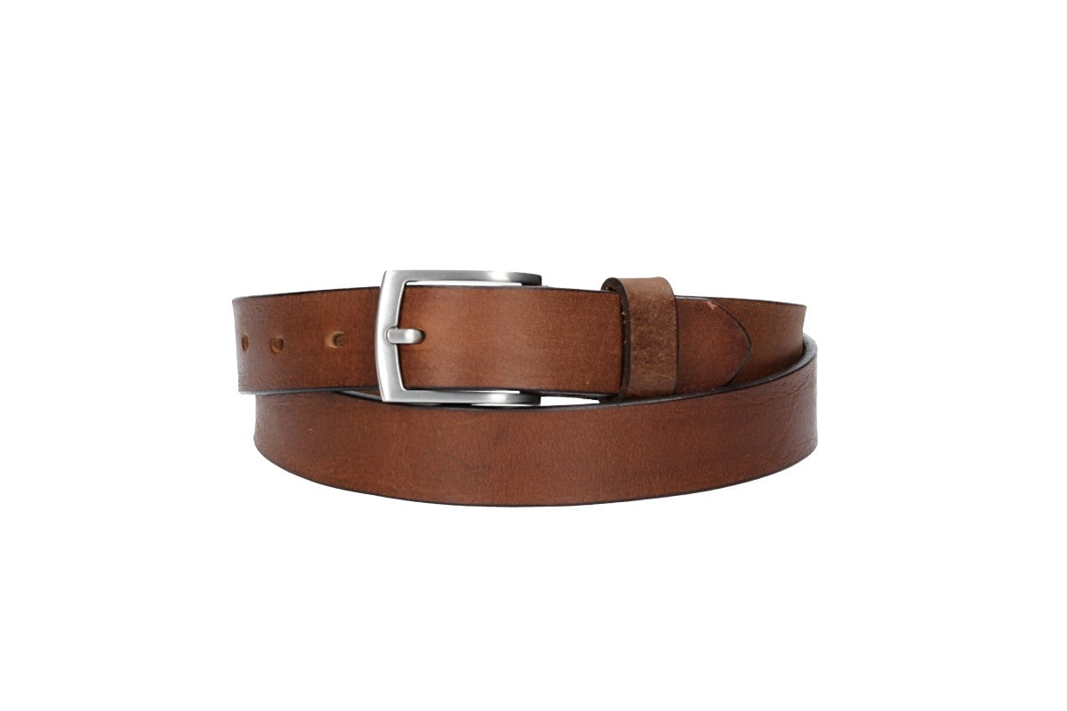 Ledergürtel 30mm in Cognac mit Schließe in Silber