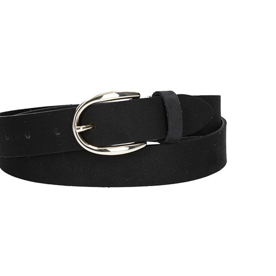 Veloursledergürtel 30mm in Schwarz mit Dornschließe in Lightgold - leder-accessoires.com