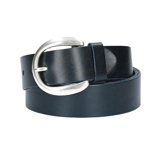 Ledergürtel Überlänge Blau|Marine 40mm mit Schließe in Silber - leder-accessoires.com