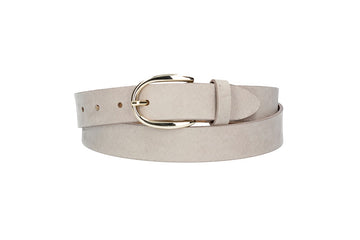 Veloursledergürtel 30mm in Sand|Beige mit Dornschließe in Lightgold