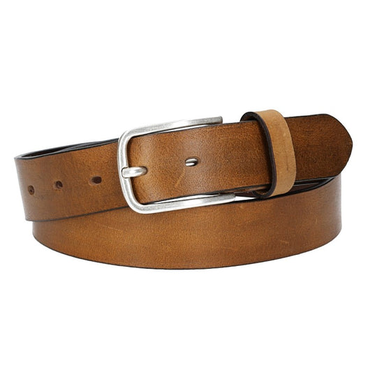 Ledergürtel Gelb|Ocker 35mm mit Dornschließe in Silber - leder-accessoires.com