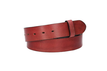 Lederriemen | Gürtelrohling Glanz 40mm in Rot mit Schlaufe und Kapplochteil