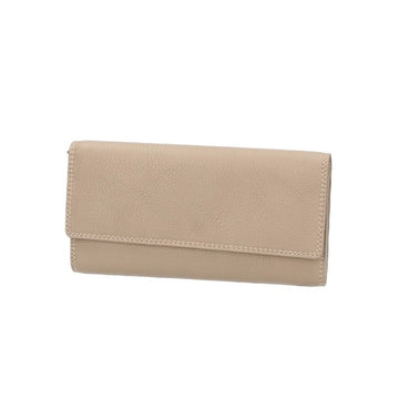 Damenbörse mit Überschlag in Taupe aus Leder