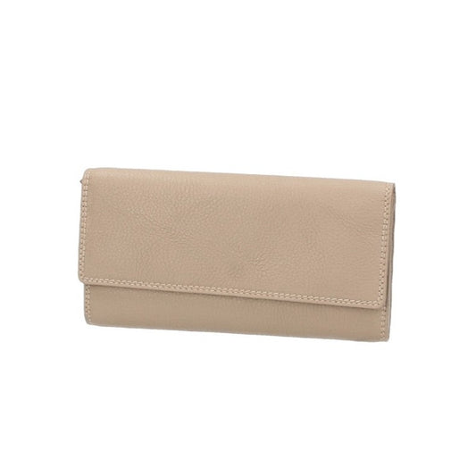 Damenbörse mit Überschlag in Taupe aus Leder - leder-accessoires.com