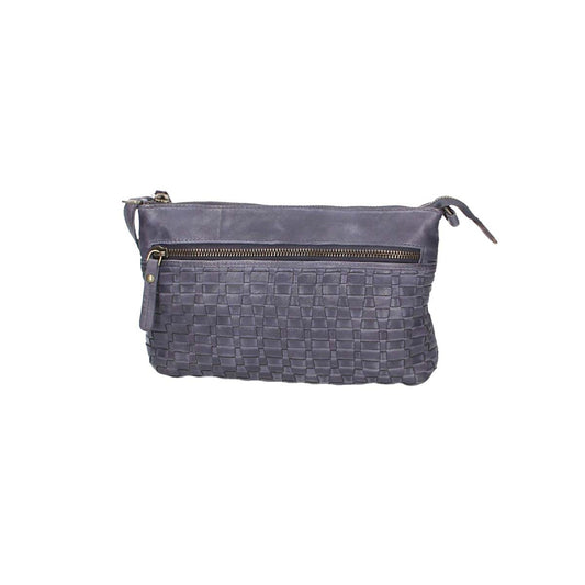 Umhängetasche in Blau mit Flechtmuster aus Leder - leder-accessoires.com