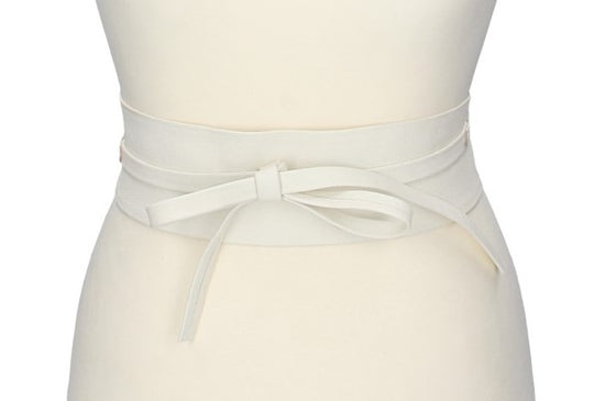 Taillen-| Bandgürtel 70mm Weiß zum binden - leder-accessoires.com