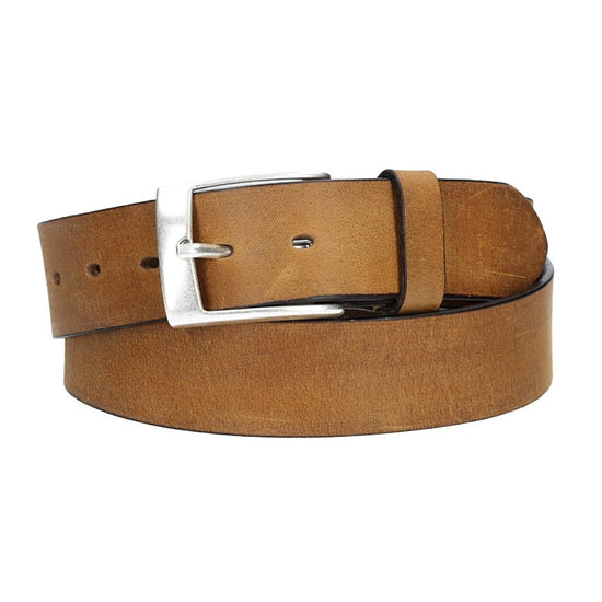 Ledergürtel Gelb|Ocker 40mm mit Dornschließe in Silber - leder-accessoires.com