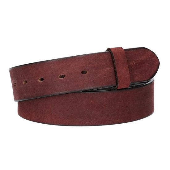 Lederriemen | Gürtelrohling Matt 40mm in Rot|Bordeaux mit Schlaufe und Kapplochteil - leder-accessoires.com