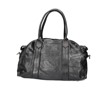 Kurzgrifftasche Kura aus Leder in Schwarz