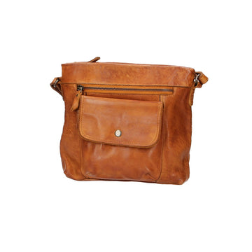 Schultertasche in Gelb mit Vortasche