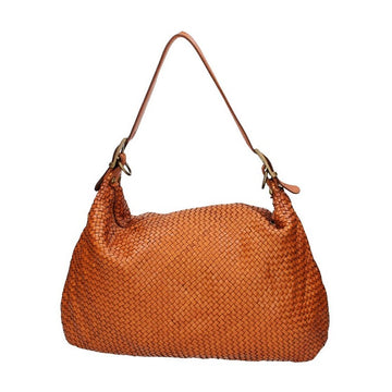 Beuteltasche in Cognac mit Flechtung aus Leder