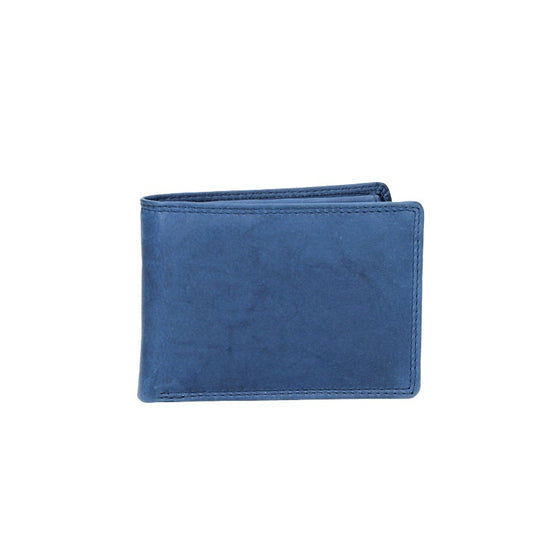 Geldbörse Querformat klein in Blau|Navy aus Leder - leder-accessoires.com